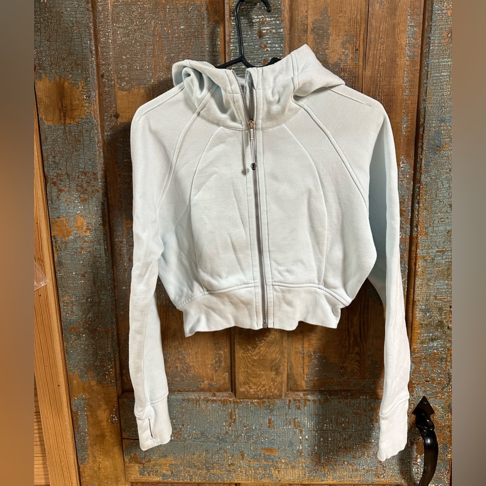 Lululemon Cropped Full Zip Light Blue Scuba Hoodie Size 6